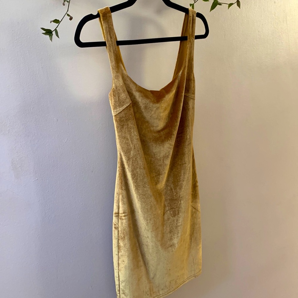Vintage Crushed Gold Velvet Dress